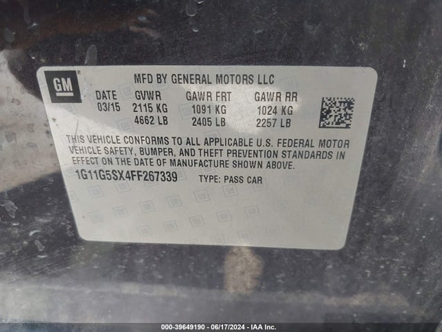 Chevrolet Malibu 2lz 2015 1G11G5SX4FF267339 Image 9