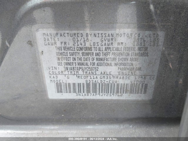 Nissan SENTRA SV 2018 3N1AB7AP9JY259762 Image 9