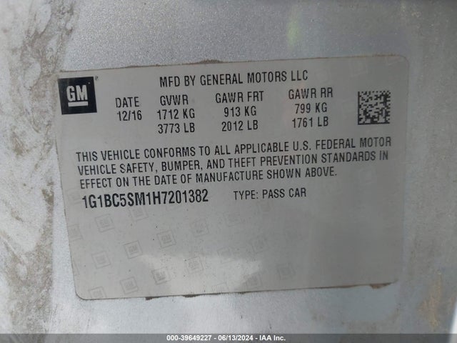 Chevrolet Cruze Ls Auto 2017 1G1BC5SM1H7201382 Image 9