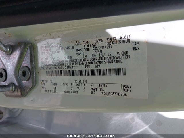 Ford ESCAPE S 2014 1FMCU0F72EUC86287 Image 9