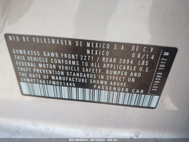 3VW4T7AU1FM021445 Volkswagen Golf Gti 2.0t Se 4-door