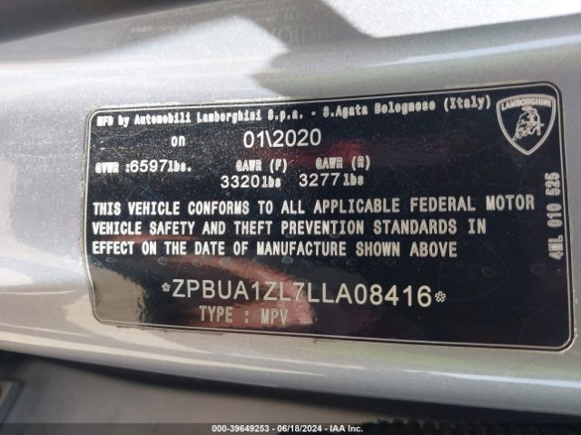 ZPBUA1ZL7LLA08416 Lamborghini Urus
