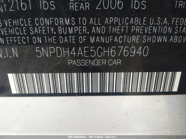 Hyundai Elantra Limited 2016 5NPDH4AE5GH676940 Image 9