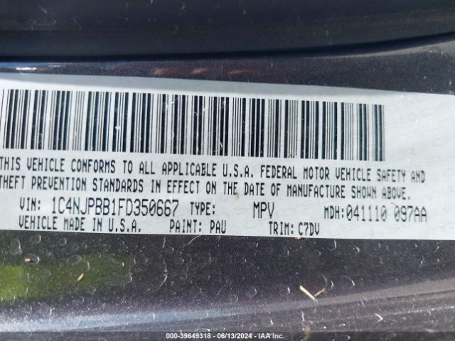 1C4NJPBB1FD350667 Jeep Patriot Sport