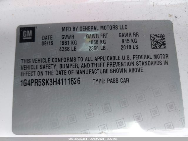 1G4PR5SK3H4111626 Buick Verano Sport Touring