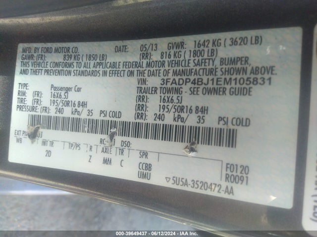 Ford FIESTA SE 2014 3FADP4BJ1EM105831 Image 9