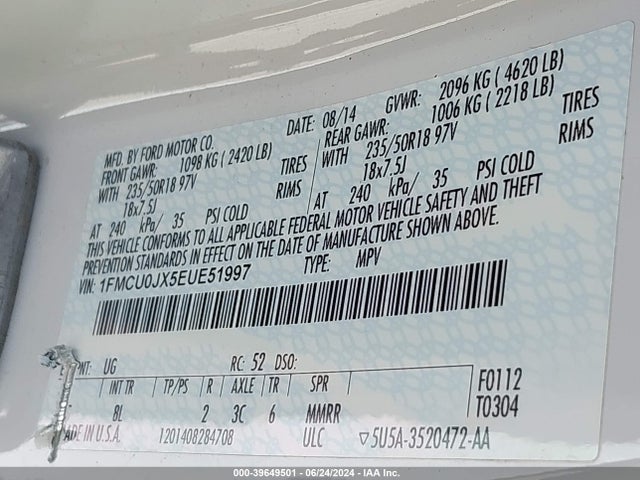 Ford Escape Titanium 2014 1FMCU0JX5EUE51997 Image 9