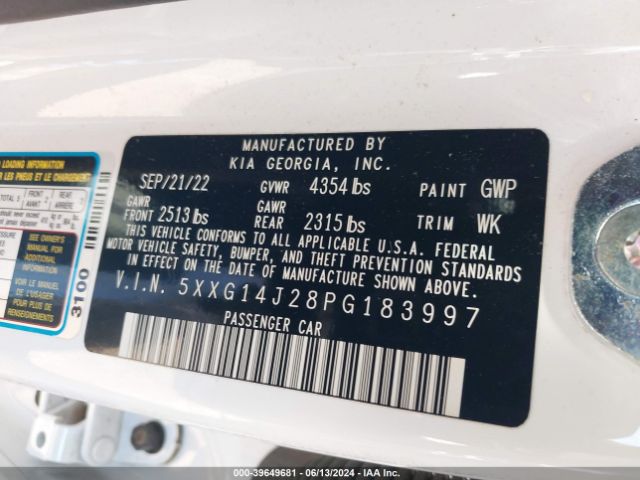 5XXG14J28PG183997 KIA K5 LXS
