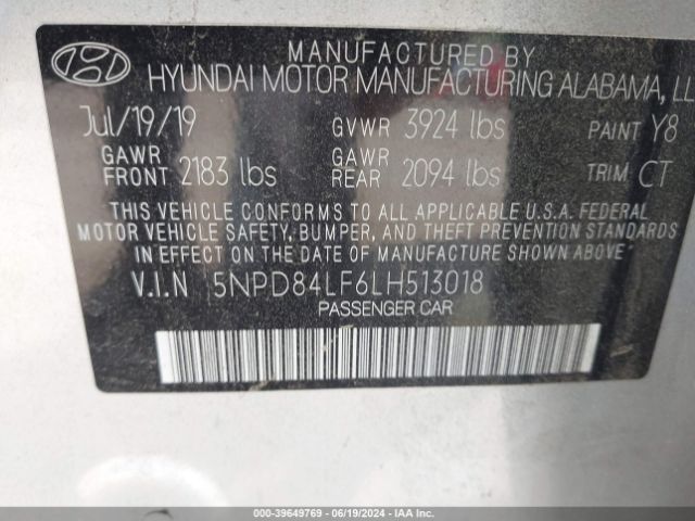 5NPD84LF6LH513018 Hyundai ELANTRA SEL