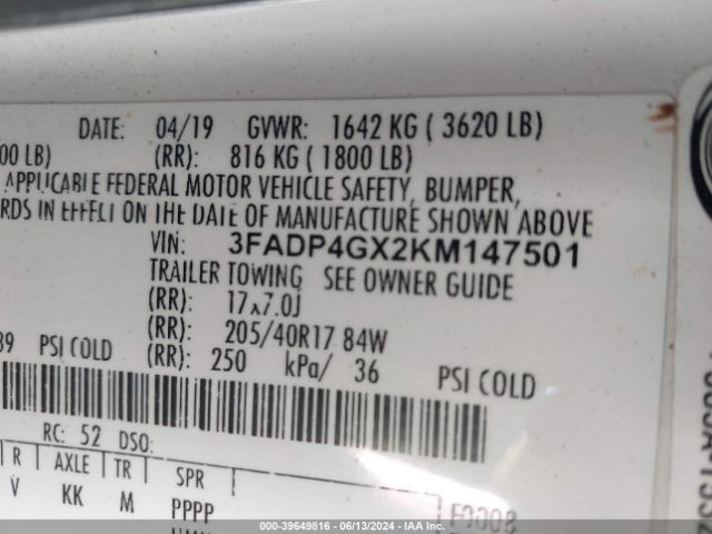 3FADP4GX2KM147501 Ford FIESTA ST