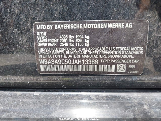 BMW 320i 2018 WBA8A9C50JAH13388 Image 9
