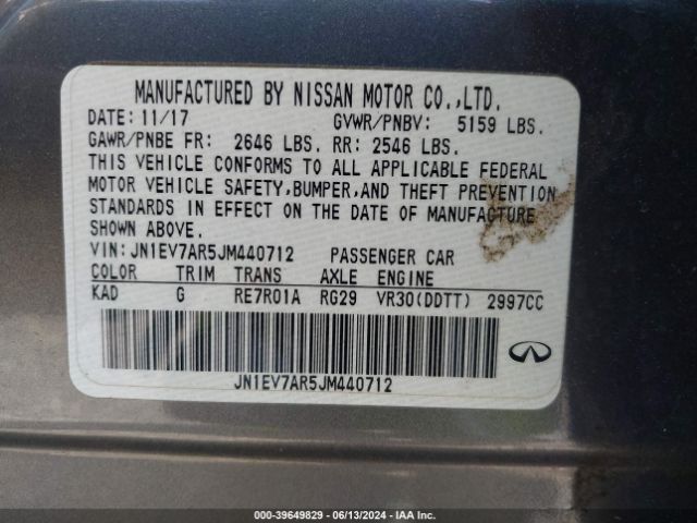 JN1EV7AR5JM440712 Infiniti Q50 3.0t Luxe
