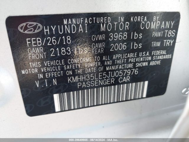 KMHH35LE5JU057976 Hyundai ELANTRA GT