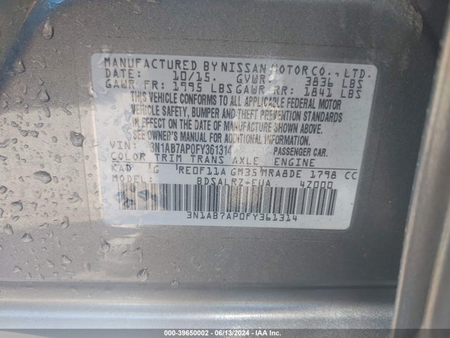 Nissan SENTRA SR 2015 3N1AB7AP0FY361314 Image 9