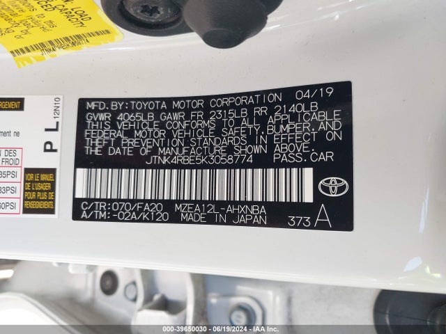 Toyota COROLLA SE 2019 JTNK4RBE5K3058774 Image 9