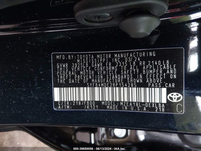 Toyota COROLLA LE 2024 5YFB4MDE2RP154285 Image 9