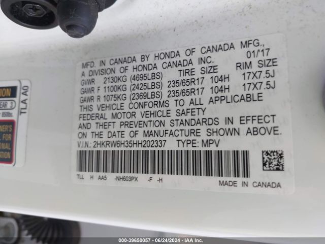 2HKRW6H35HH202337 Honda CR-V LX