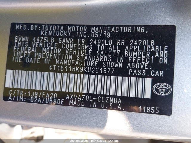 Toyota CAMRY LE 2019 4T1B11HK9KU261877 Image 9