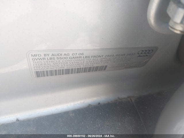 Продаж на аукціоні авто 2007 Audi A6 3.2 Avant, vin: WAUKH94F37N023836, номер лоту: 39650152