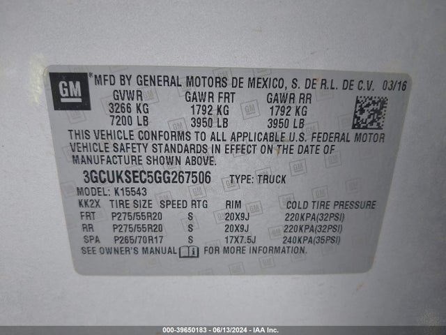 Chevrolet Silverado 1500 1lz 2016 3GCUKSEC5GG267506 Image 9