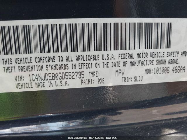 1C4NJDEB0GD552735 Jeep Compass High Altitude Edition