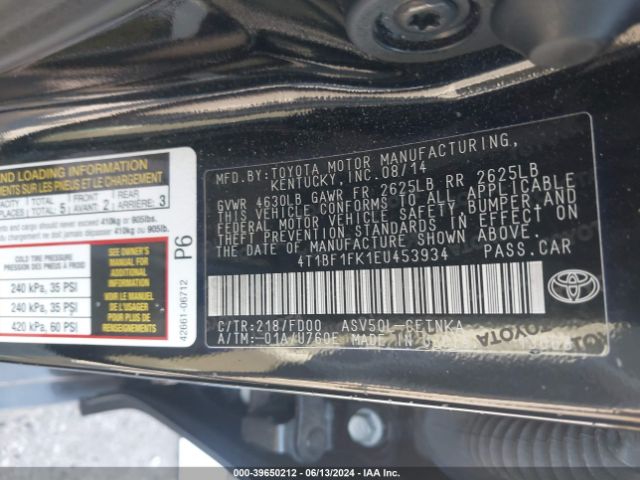 4T1BF1FK1EU453934 Toyota CAMRY LE