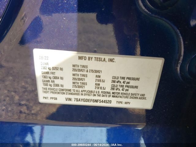 7SAYGDEF6NF544520 Tesla Model Y Performance Dual Motor All-wheel Drive
