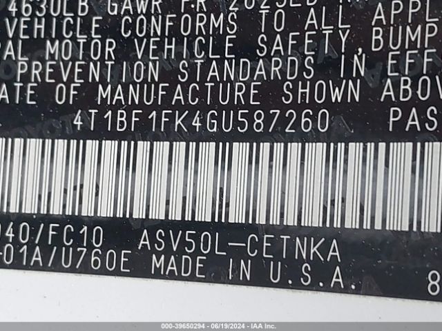4T1BF1FK4GU587260 Toyota CAMRY LE