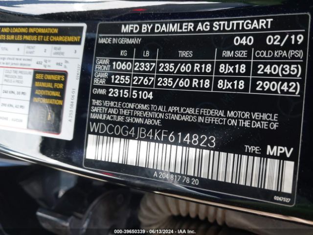 WDC0G4JB4KF614823 Mercedes-Benz GLC 300