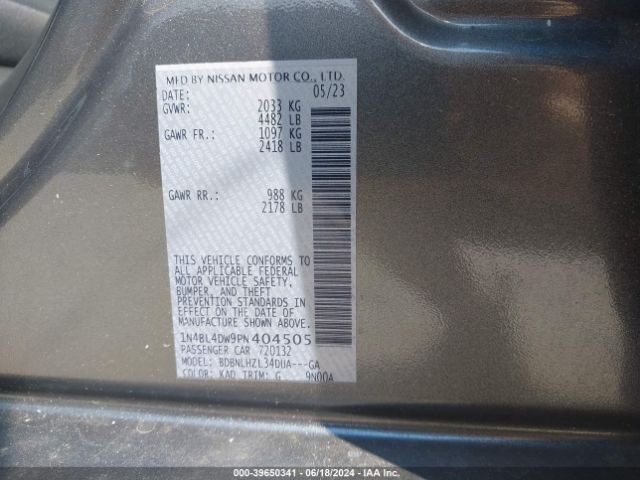1N4BL4DW9PN404505 Nissan Altima Sv Intelligent Awd