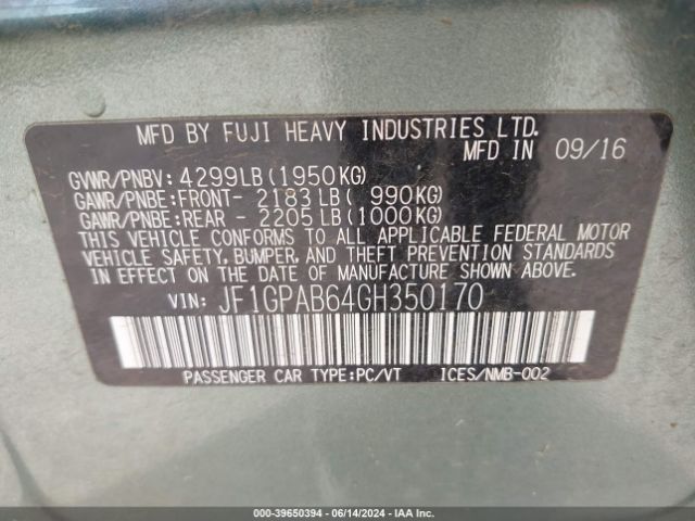 JF1GPAB64GH350170 Subaru Impreza 2.0i Premium