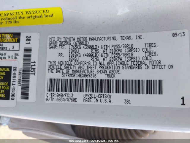 5TFRM5F14EX069376 Toyota Tundra Sr5 4.6l V8
