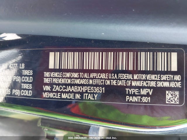 ZACCJAABXHPE53631 Jeep Renegade Sport Fwd