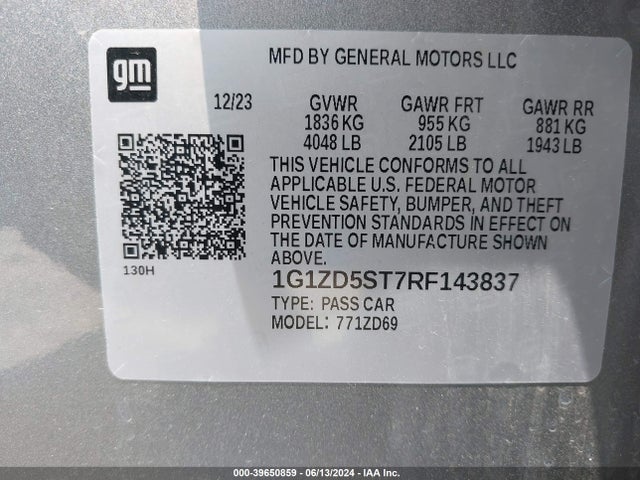 Chevrolet MALIBU LT 2024 1G1ZD5ST7RF143837 Image 9