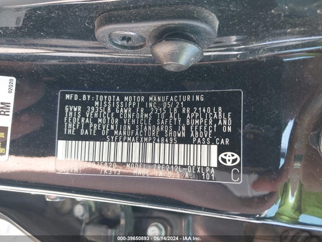 Toyota COROLLA LE 2021 5YFEPMAEXMP248495 Image 9