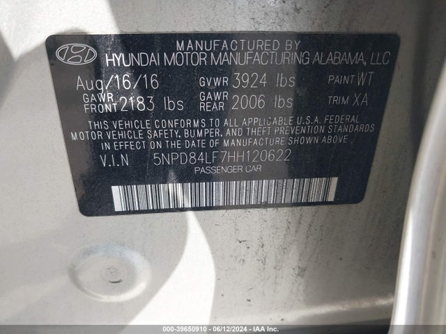 Hyundai ELANTRA SE 2017 5NPD84LF7HH120622 Image 9