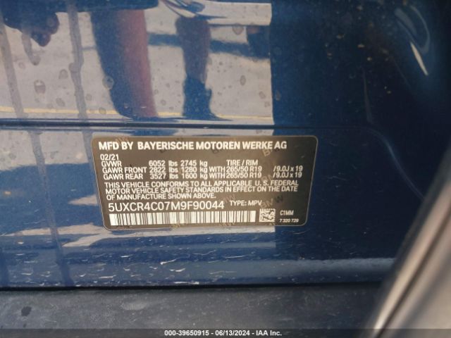 5UXCR4C07M9F90044 BMW X5 Sdrive40i