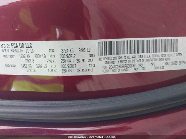 2C4RC1BG2HR636032 Chrysler Pacifica Touring-l