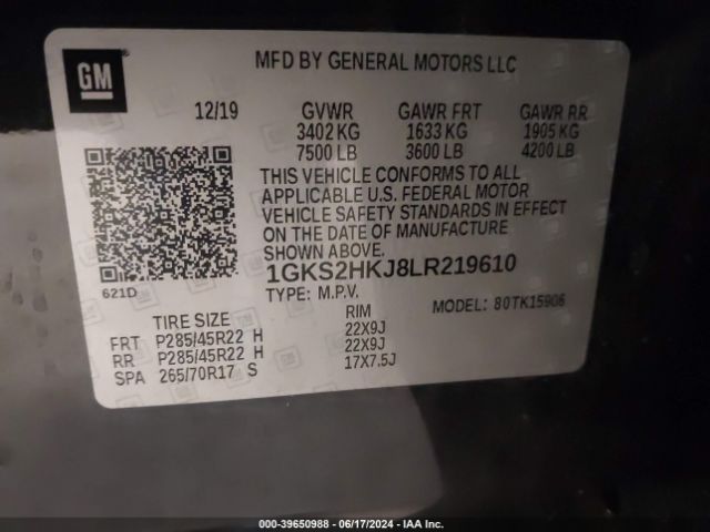 1GKS2HKJ8LR219610 GMC Yukon Xl 4wd Denali