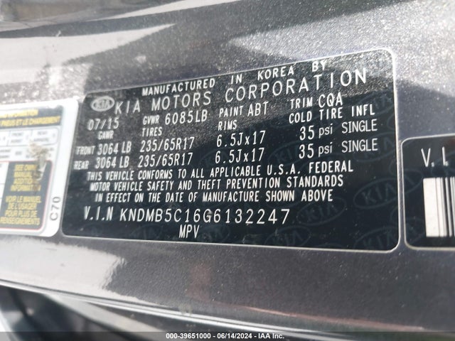 KIA SEDONA LX 2016 KNDMB5C16G6132247 Image 9
