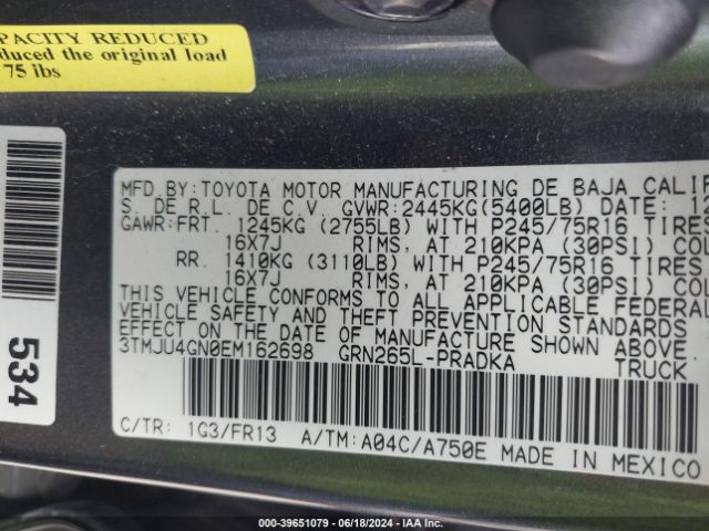 3TMJU4GN0EM162698 Toyota Tacoma Prerunner V6