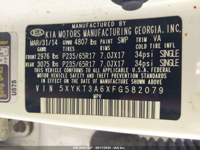 5XYKT3A6XFG582079 KIA SORENTO LX