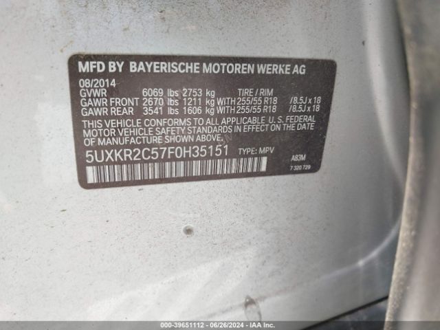 5UXKR2C57F0H35151 BMW X5 Sdrive35i