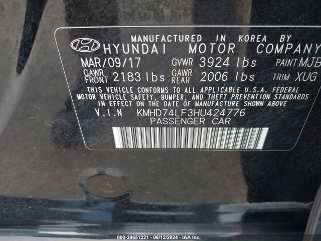 Hyundai ELANTRA SE 2017 KMHD74LF3HU424776 Image 9