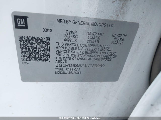 Chevrolet Volt Premier 2018 1G1RD6S52JU135989 Image 9