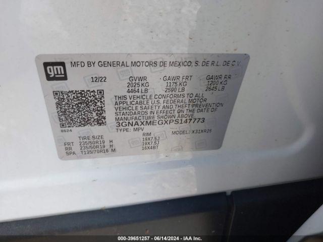3GNAXMEGXPS147773 Chevrolet Equinox Fwd Rs