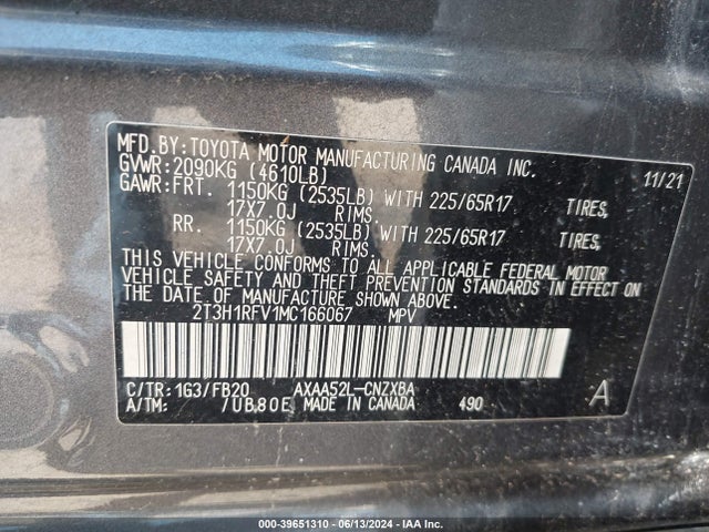 Toyota RAV4 LE 2021 2T3H1RFV1MC166067 Image 9
