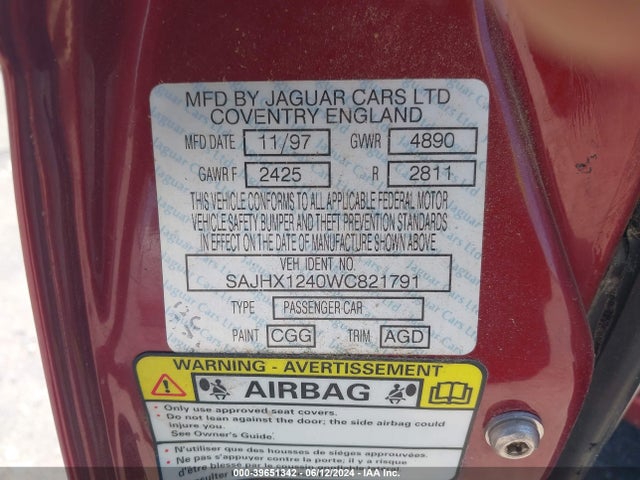 1998 JAGUAR XJ8 SAJHX1240WC821791 Photo 8