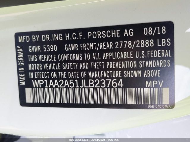 WP1AA2A51JLB23764 Porsche Macan Sport Edition