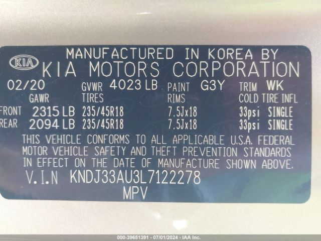 KNDJ33AU3L7122278 KIA SOUL EX